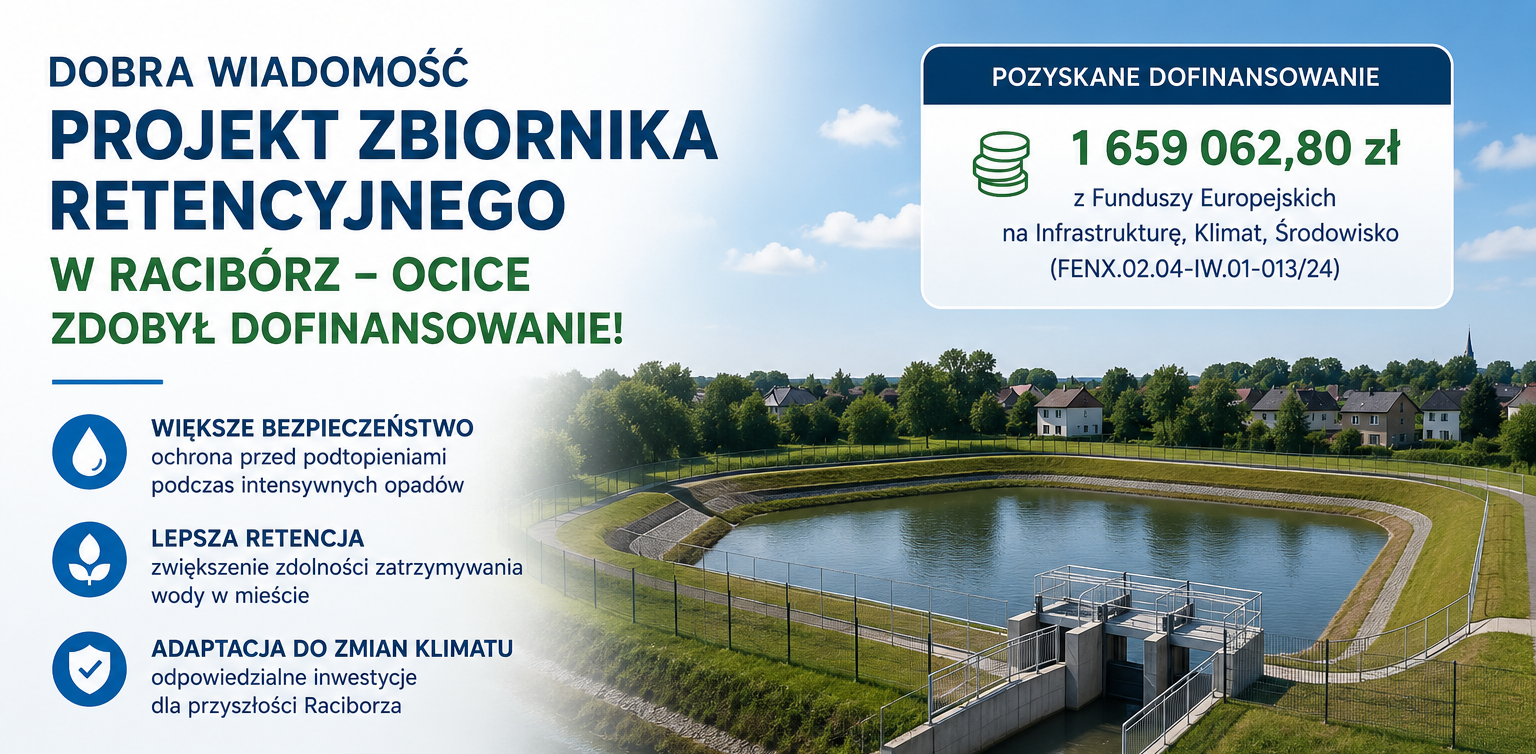 Dofinansowanie na&nbsp;zbiornik retencyjny w&nbsp;Raciborzu Ocice